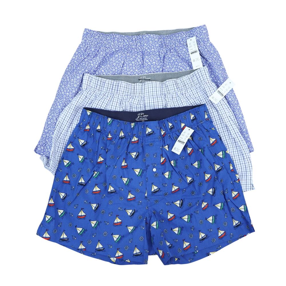NWT J.Crew Men's 100% Cotton Printed Boxer Bundle Set of 3 Size Small